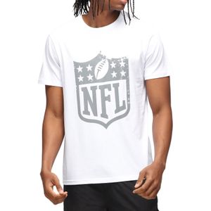 RE:COVERED X NFL Herren T-Shirt mit Vintage Shield-Print Baumwoll-Shirt Rundhals-Shirt MMNFL1197 Weiß