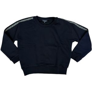 vestino Damen Sweatshirt Baumwoll-Shirt mit Strassband Pullover 900299 Schwarz