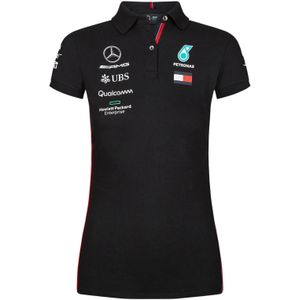 Mercedes-Benz AMG Petronas F1 MAPM RP Damen Baumwoll-Shirt Polo-Shirt mit Team- und Sponsoren-Logos Kurzarm-Shirt 141191042 100 Schwarz