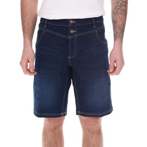 modische Herren Stretch Jeans-Bermuda kurze Denim-Shorts Regular-Fit in angesagtem Vintage-Look 973590 Dunkel-Blau