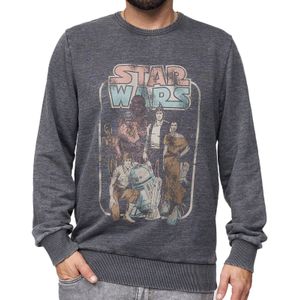 RE:COVERED X STAR WARS Herren Rundhals-Pullover Rückkehr der Jedi Ritter Print Alltags-Sweater mit Baumwollanteil MMSTW2330 Grau
