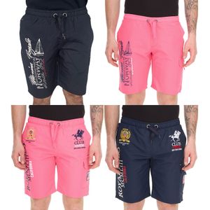 GEOGRAPHICAL NORWAY Quara/Quoyal Herren Badehose Schwimm-Hose mit Logo-Print Bade-Shorts mit Taschen Schwimm-Shorts Navy oder Pink