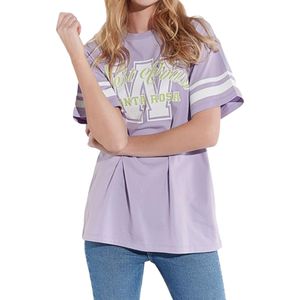 COURSE Damen T-Shirt im Oversized-Style Kurzarm-Shirt mit College-Druck West Coast Santa Rosa Baumwoll-Shirt 901254 Violett