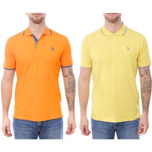 U.S. POLO ASSN. Herren Polo-Shirt Basic-Shirt Baumwoll-Shirt Kurzarm-Shirt 197 63899 52520 Gelb oder Orange