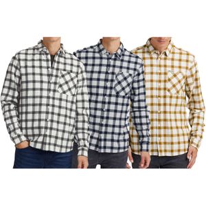 BLEND Herren Baumwoll-Hemd Langarm-Hemd im Flanell-Style 20714330 in Braun, Navy oder Schwarz