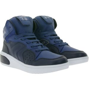 GEOX Xled Kinder Kunstleder-Sneaker mit atmungsaktiver Sohle Mid-Cut-Schuhe für Jungen und Mädchen J947QA OBCBU C0700 Dunkelblau/Schwarz