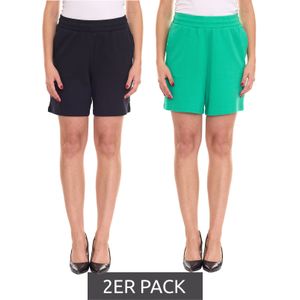 2er Pack AjC Damen Sommer-Shorts kurze Hose Mode-Bermuda 37358347 Grün/Schwarz