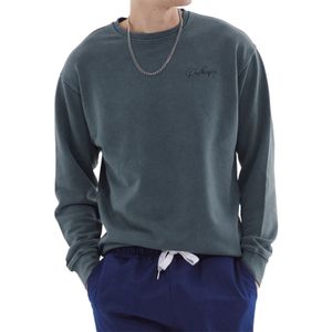 ROCKUPY Herren Sweatshirt Baumwoll-Pullover mit Logo-Stickerei Rundhals-Pulli UNI-400204 Dunkelgrün