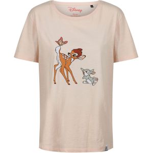 RE:COVERED X Disney Damen T-Shirt mit Bambi und Klopfer Design Baumwoll-Shirt Rundhals-Shirt RCDIF2066 Rosa