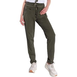 vestino Damen Jogg-Pant mit Vintage-Färbung Stoff-Hose mit Zipp-Taschen 901579 Grün