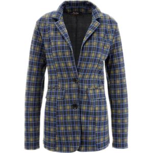 Aniston SELECTED Damen Alltags-Blazer karierte Business-Jacke Anzug-Jacke 60669556 Blau/Orange