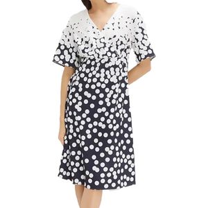 Damen Sommer-Kleid mit Allover Polka-Dots leicht ausgestelltes Mini-Kleid 942863 Weiß/Blau