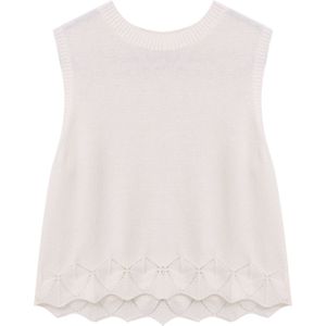 Kinder schlichtes Mädchen Sommer-Top Baumwoll-Shirt Strick-Top Rundhals-Shirt 915913 Weiß