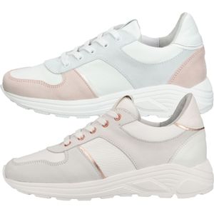 STEVEN NEW YORK Damen Echtleder-Schuhe Low-Top Sneaker SNY11000242-0300 Weiß/Rosa oder Weiß/Bronze