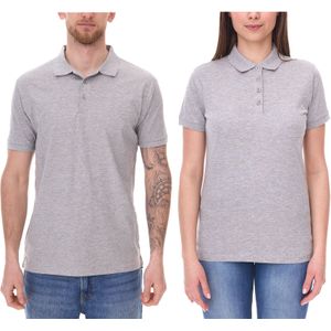 SANTINO Mathias Polo-Shirt aus Bio-Baumwolle Polo-Hemd mit 3er Knopfleiste Kurzarm-Shirt meliert 180 gr/m2 Grau