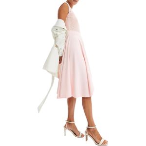 nachhaltiges Damen Sommer-Kleid mit Spitze Frühlings-Kleid tailliertes Midi-Kleid 925720 Rosa