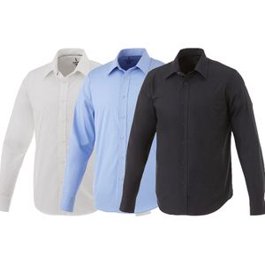 ELEVATE Hamell Langarm-Hemd schlichtes Herren Business-Hemd Popelin 118 g/m2 Schwarz, Hellblau oder Weiß