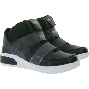 GEOX Luminous Xled Kinder Alltags-Sneaker mit atmungsaktiver Sohle Mid-Cut-Schuhe mit Klettverschluss für Jungen und Mädchen J847QA-5411-C9999 Schwarz/Grau
