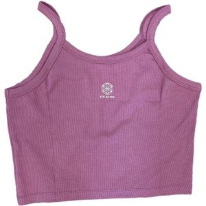 YOU DO YOU Damen Crop-Top geripptes Fitness-Top Baumwoll-Shirt Tanktop Yoga-BH 905101 Alt-Rosa