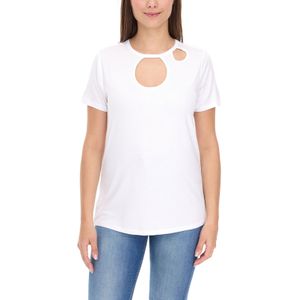 Aniston CASUAL Damen T-Shirt Kurzarm-Shirt mit Cut-Outs Sommer-Shirt 74287507 Weiß