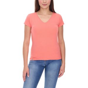 COURSE Damen T-Shirt mit V-Ausschnitt Sommer-Shirt Baumwoll-Oberteil Freizeit-Shirt 900779 Coral