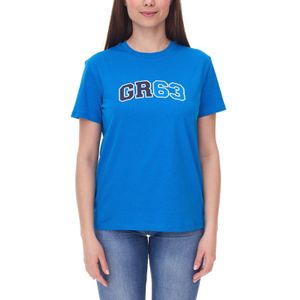 Mercedes-Benz AMG Petronas F1 MAPF1 FW George Russell Logo Damen T-Shirt mit großem GR63-Print Baumwoll-Shirt 701222313 001 Blau