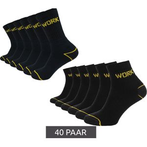 40 Paar GRIPWOOL Arbeits-Strümpfe Baumwoll-Socken Work-Socken Sneaker-Socken oder Crew-Socken Schwarz