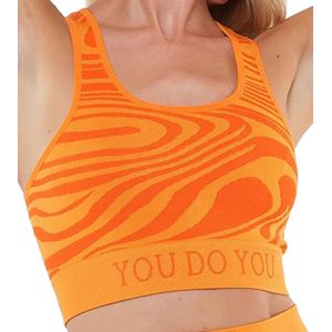 YOU DO YOU Damen Sport-BH mit eingewebtem Wellen-Muster Sport-Oberteil Trainings-BH Yoga-Mode 904931 Orange