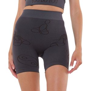 YOU DO YOU Damen Radhose Trainingshose gemusterte kurze Sport-Hose Yoga-Mode 904891 Grau/Schwarz