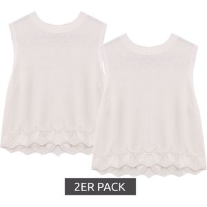 2er Pack Kinder schlichtes Mädchen Sommer-Top Baumwoll-Shirt Strick-Top Rundhals-Shirt 915913 Weiß
