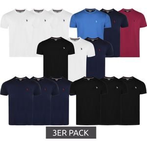 3er Pack U.S. POLO ASSN. Herren Basic T-Shirt mit Marken-Stickerei Baumwoll-Shirt 011306_US16601_03 Schwarz/Blau/Weiß/Rot/Navy