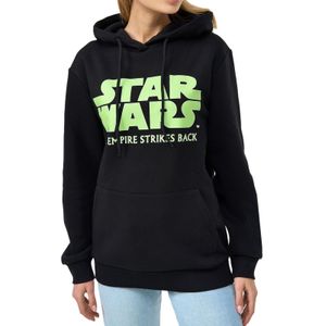 RE:COVERED X STAR WARS Damen Kapuzen-Pullover mit The Empire Strikes Back Schriftzug-Print Hoodie MMSTW2399 Schwarz