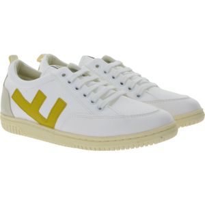 FLAMINGOS LIFE Roland V.3 Damen City-Schuhe vegane Freizeit-Sneaker Made in Spain Weiß/Gelb