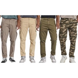 REDEFINED REBEL Jolan Herren Cargo-Hose im Utility-Look Anti Fit Baumwoll-Hose Ankle-Stil mit Tunnelzug am Beinende 226027 Camouflage, Braun, Beige, Grün