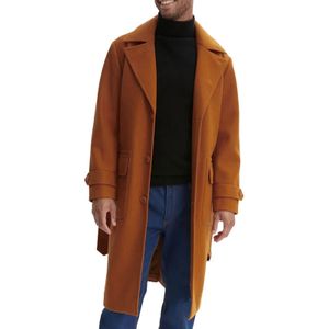 Mantel für Herren mit Woll-Anteil Herbst-Jacke mit Gürtel Langarm mit Knöpfen Winter-Jacke 936768 Braun