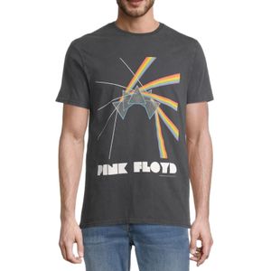 RE:COVERED X PINK FLOYD Herren Baumwoll-Shirt mit Schriftzug Alltags-Shirt mit farblichen Akzenten Kurzarm-Shirt T-Shirt PCPER455 Grau
