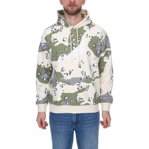 STAPLE Herren Kapuzen-Pullover mit Kängurutasche Baumwoll-Pullover mit Tauben-Frontprint Camouflage 2209H7066 Olivgrün/Beige