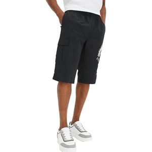 Herren Long-Bermuda modische Sommer-Hose mit Drachen-Frontprint kurze Shorts 973346 Schwarz/Weiß