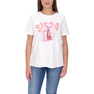 Aniston CASUAL T-Shirt Damen Baumwoll-T-Shirt mit SIS24 Schriftzug Kurzarm 85719030 Ecru-Weiß