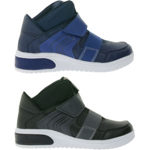 GEOX Luminous Xled Kinder Alltags-Sneaker mit atmungsaktiver Sohle Mid-Cut-Schuhe mit Klettverschluss für Jungen und Mädchen J847QA-5411 Schwarz oder Blau