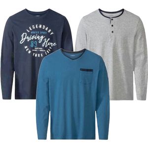LIVERGY Herren Pyjama Top Nachtwäsche Oberteil Schlaf-Shirt 390208-2201 Blau, Navy oder Grau