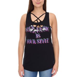 ROCKUPY Damen Tank-Top mit glitzerndem BH Sommer-Shirt Rundhals-Top W100102018 Schwarz