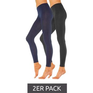 2er Pack ROGO X LAVANA  Damen Baumwoll-Leggings bequeme Leggings Sport-Leggings 554571 Schwarz/Blau