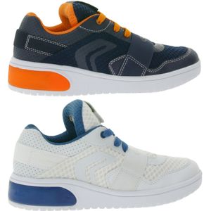 GEOX RESPIRA Xled Kinder Alltags-Sneaker mit atmungsaktiver Sohle Freizeit-Schuhe für Jungen und Mädchen Factory Second J927QB-1454 Weiß/Blau oder Dunkelblau/Orange