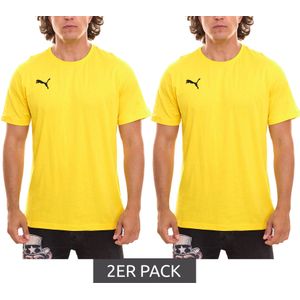 2er Pack PUMA TeamGoal 23 Casual Herren T-Shirt mit Logo-Stickerei Baumwoll-Shirt Fußball 656578 07 Gelb