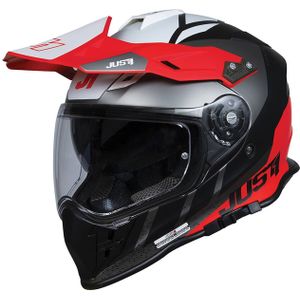 Just1 J34 Pro Outerspace Zwart Rood Wit Avontuur Helm Maat L