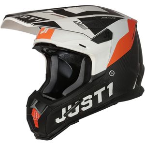Just1 Helmet J-22 Adrenaline Oranje Wit Carbon Mat Crosshelm