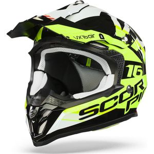 Scorpion VX-16 Air X-Turn Zwart Neon Geel Wit Crosshelm Maat