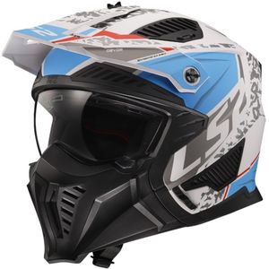 LS2 OF606 Drifter Devor Matt Wit Blauw 06 Multi Helm Maat XL