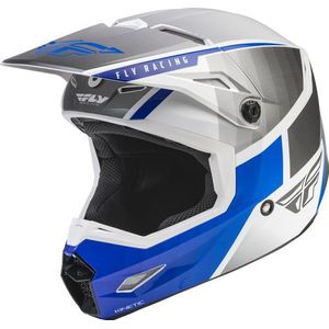 FLY Racing Kinetic Drift Blauw Charcoal Wit Crosshelm Maat